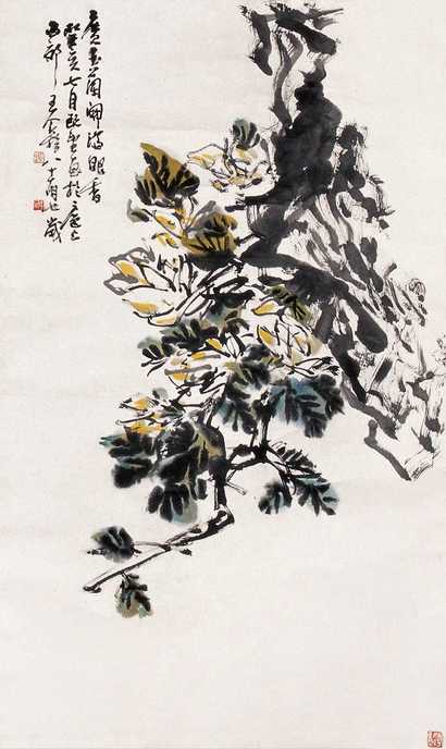 王个簃 1983年作 广玉兰 立轴